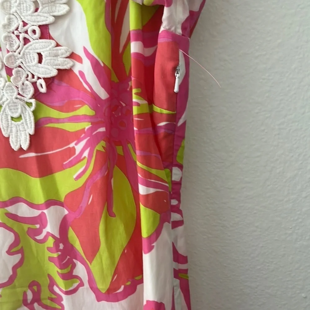 Floral Dress with Lace Trim